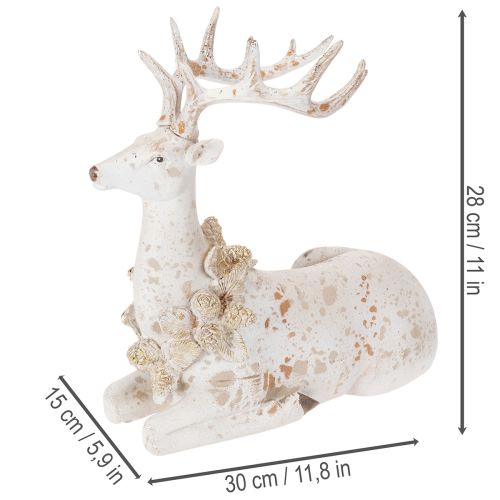 Figura decorativa de un ciervo sentado con astas, 30 cm. | Floristik24.es