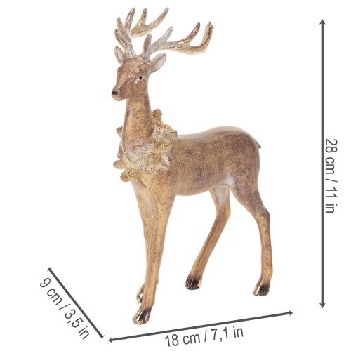 Figura decorativa de un ciervo con astas, de pie, decoración navideña, 28 cm. | Floristik24.es