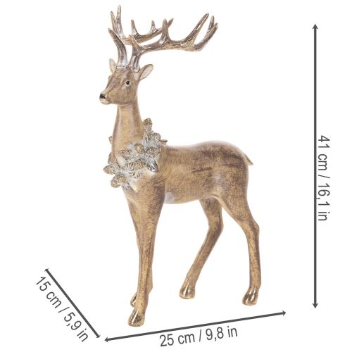 Figura decorativa de un ciervo de pie con astas y piñas, 41 cm. | Floristik24.es