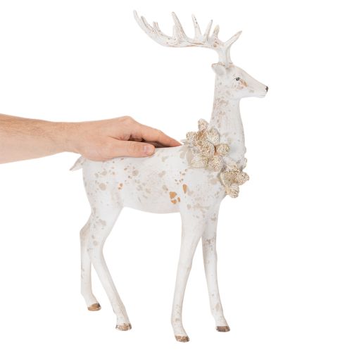 Figura decorativa de ciervo con adorno de piña para decoración invernal, 49 cm. | Floristik24.es