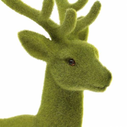 Artículo Reno decorativo flocado verde musgo 20cm 2 piezas