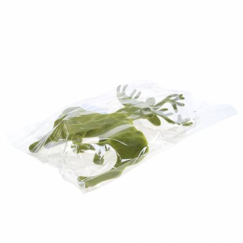 Artículo Reno decorativo flocado verde musgo 20cm 2 piezas