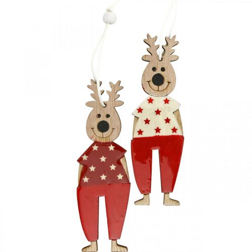 Floristik24 Reno para colgar, adornos navideños, adornos para árboles de Navidad, adornos de madera para Adviento H13cm 8 piezas