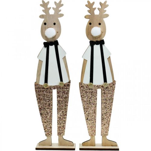 Artículo Figura decoracion madera reno navidad para poner 12×6.5cm H45cm 2pcs
