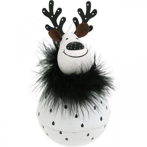 Artículo Reno decorativo, decoración navideña, figura decorativa de metal, blanco de Adviento, negro H15.5cm Ø8cm