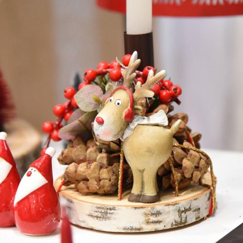Floristik24 Figura decorativa reno navidad con bufanda 7×4,5×12cm 4uds