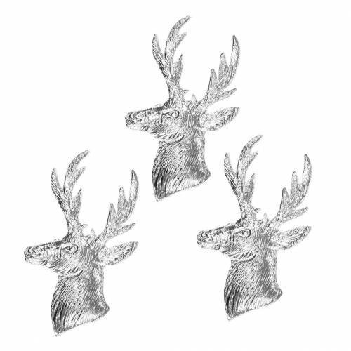 Floristik24 Busto de reno decorativo metal plateado 8cm × 4,8cm 8 piezas