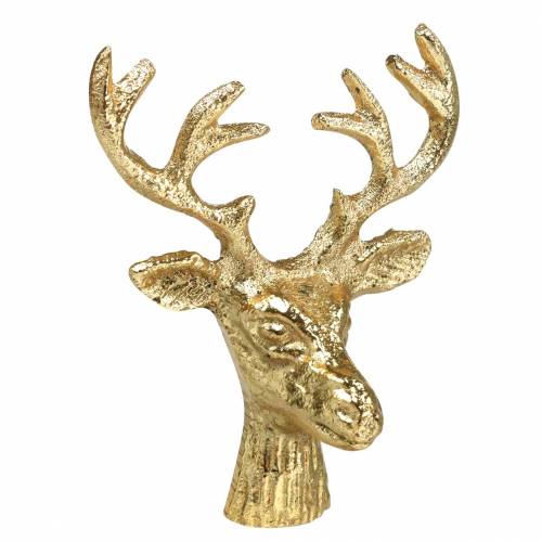 Floristik24 Adorno navideño cabeza de ciervo metal dorado 6,8cm 6uds