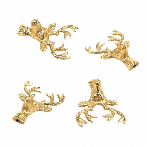 Floristik24 Adorno navideño cabeza de ciervo metal dorado 6,8cm 6uds