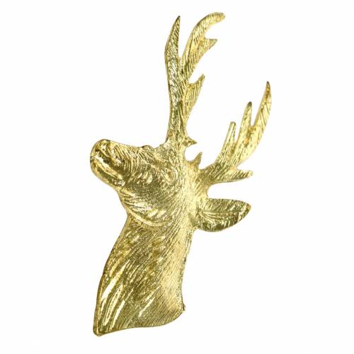 Artículo Busto de reno decorativo metal dorado 8cm × 4,8cm 8uds