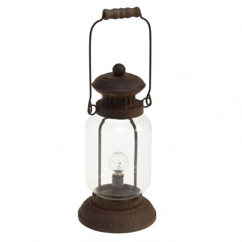 Floristik24 Lámpara retro farol LED marrón óxido blanco cálido Ø11cm H30cm