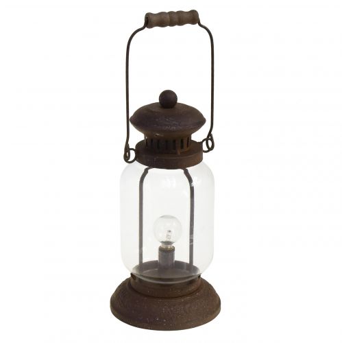 Lámpara retro farol LED marrón óxido blanco cálido Ø11cm H30cm