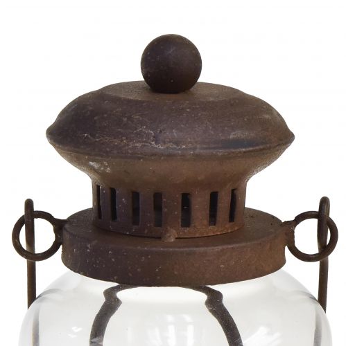 Floristik24 Lámpara retro farol LED marrón óxido blanco cálido Ø11cm H30cm