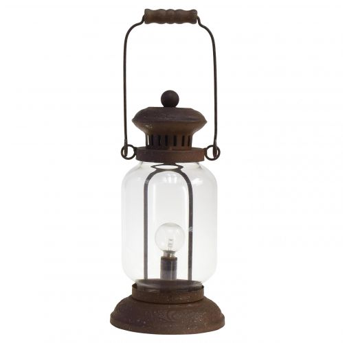 Floristik24 Lámpara retro farol LED marrón óxido blanco cálido Ø11cm H30cm