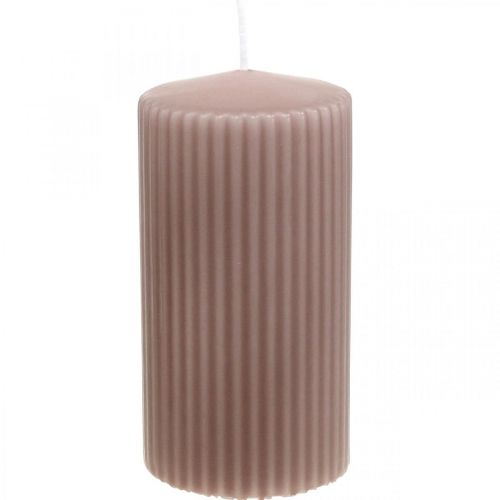 Floristik24 Velas de pilar vela acanalada rosa antigua 70/130mm 4uds