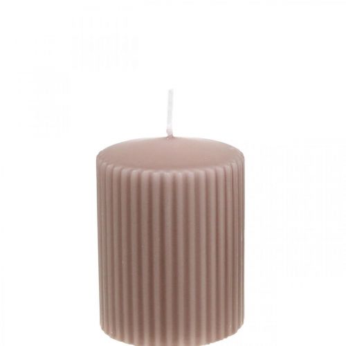 Velas de pilar vela acanalada rosa antigua 70/90mm 4 piezas