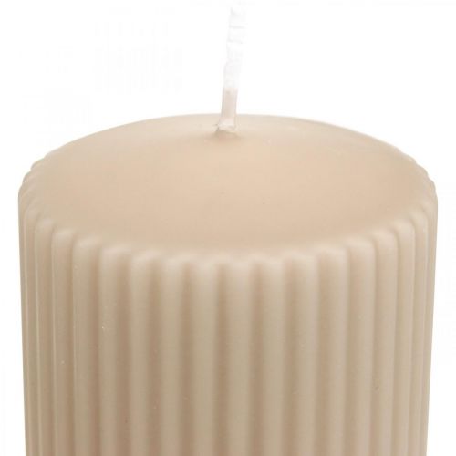 Artículo Velas de pilar vela acanalada beige 70/90mm 4 piezas