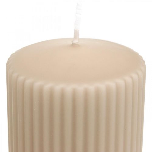 Artículo Velas de pilar beige vela acanalada 70/90mm 4uds