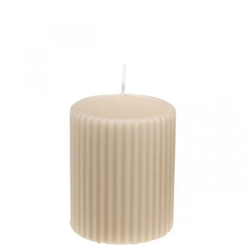 Velas de pilar vela acanalada beige 70/90mm 4 piezas