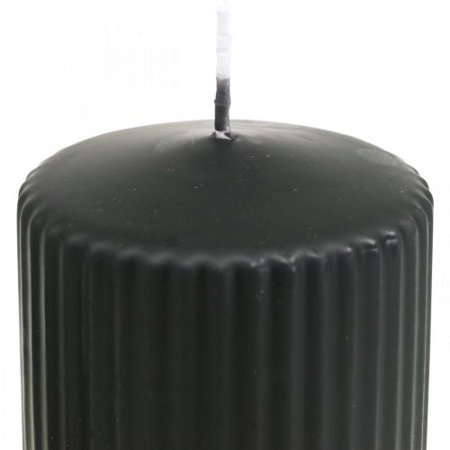 Artículo Velas de pilar vela ranurada negra 70/130mm 4 piezas
