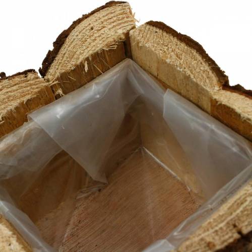 Floristik24 Caja para plantas corteza caja para flores madera 14×14cm