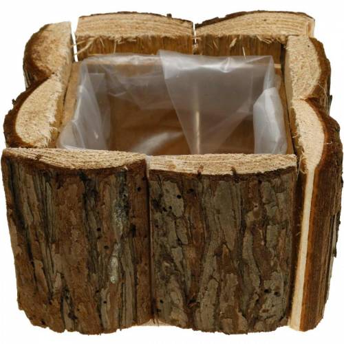 Floristik24 Caja para plantas corteza caja para flores madera 14×14cm