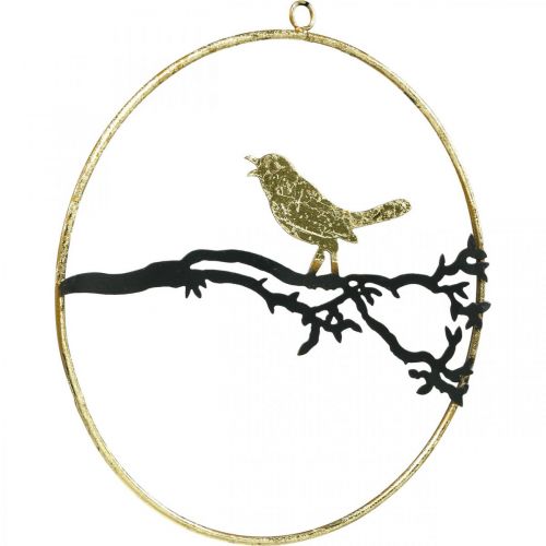 Artículo Decoración ventana pájaro, decoración otoñal para colgar, metal Ø22,5cm