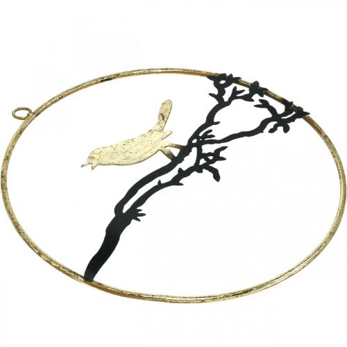 Artículo Decoración ventana pájaro, decoración otoñal para colgar, metal Ø22,5cm