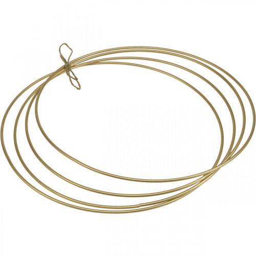 Floristik24 Anillo de metal anillo de decoración Scandi ring deco loop dorado Ø40cm 4pcs