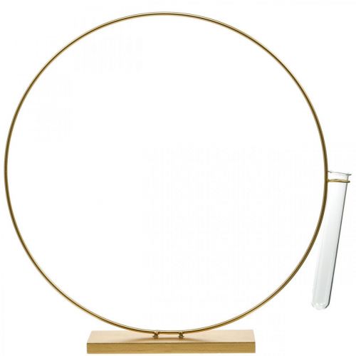 Floristik24 Anilla decorativa con soporte y probeta Anilla metálica Dorada Ø35cm