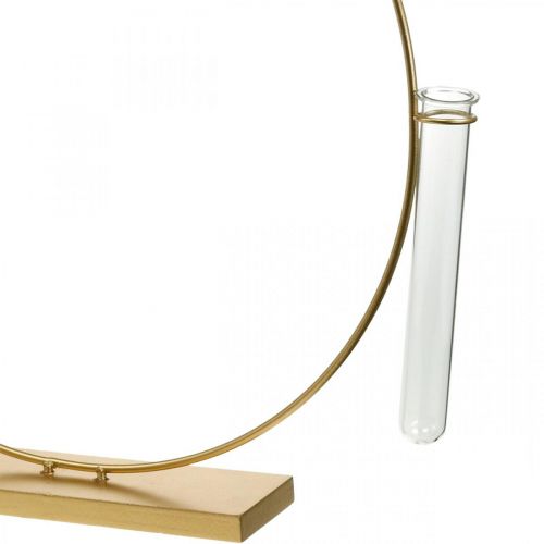 Floristik24 Anilla decorativa con soporte y probeta Anilla metálica Dorada Ø35cm