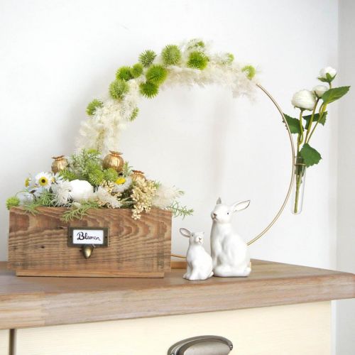 Floristik24 Anilla decorativa con soporte y probeta Anilla metálica Dorada Ø35cm