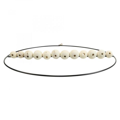 Artículo Anillo decorativo metal cuentas de madera negro blanco natural Ø30cm 4ud