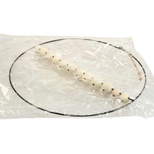 Artículo Anillo decorativo metal cuentas de madera negro blanco natural Ø30cm 4ud