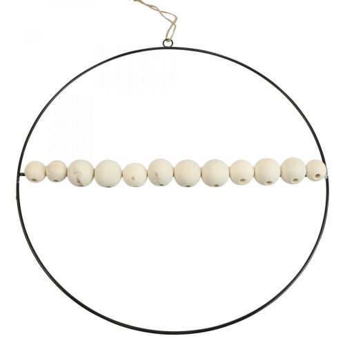 Artículo Anillo decorativo metal cuentas de madera negro blanco natural Ø30cm 4ud