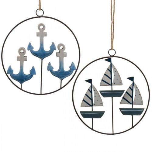 Artículo Anilla metálica decorativa para colgar veleros/anclas Ø18cm 2 piezas