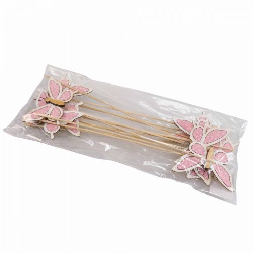 Artículo Palos decorativos mariposa rosa madera 7.5cm 28cm 12pcs