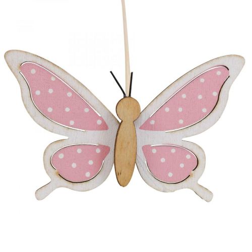 Artículo Palos decorativos mariposa rosa madera 7.5cm 28cm 12pcs