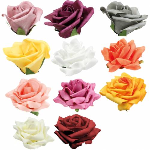 Floristik24 Rosa de espuma Ø10cm diferentes colores 8pcs