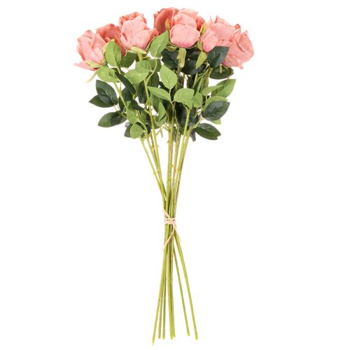 Flores artificiales de rosas en un ramo, tallo largo de 62 cm, 12 unidades. | Floristik24.es