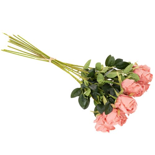 Flores artificiales de rosas en un ramo, tallo largo de 62 cm, 12 unidades. | Floristik24.es