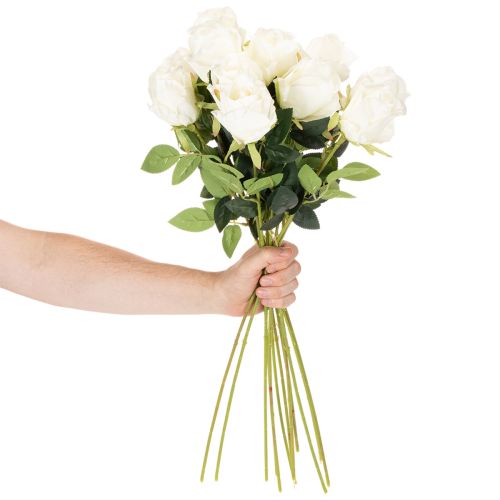 Rosas artificiales de tallo largo para jarrón, 62 cm, 12 unidades. | Floristik24.es