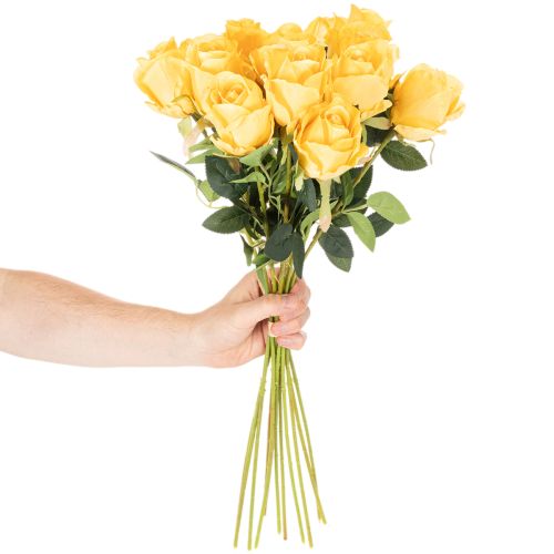 Rosa artificial de tallo largo, flor artificial, 62 cm, 12 unidades | Floristik24.es