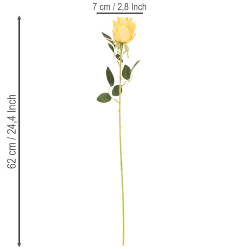Rosa artificial de tallo largo, flor artificial, 62 cm, 12 unidades | Floristik24.es