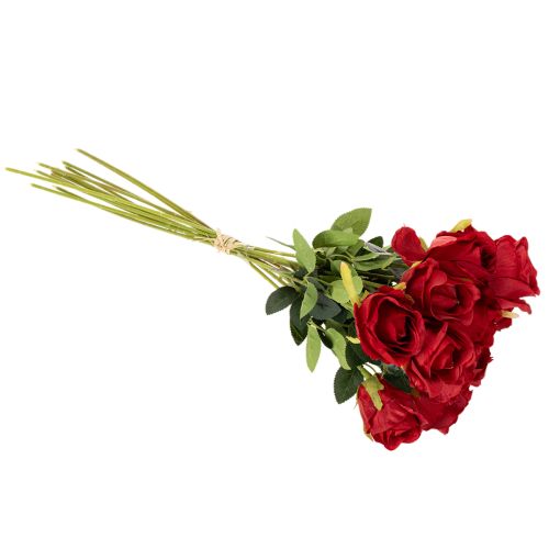Rosa artificial de tallo largo, flor artificial roja, 62 cm, 12 unidades. | Floristik24.es