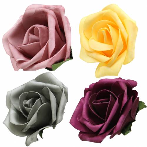 Floristik24 Rosa de espuma Ø15cm diferentes colores 4pcs