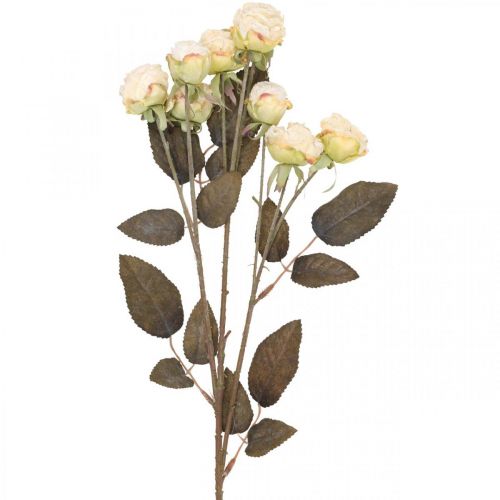 Floristik24 Rosas artificiales marchitas Drylook 9 pétalos crema 69cm