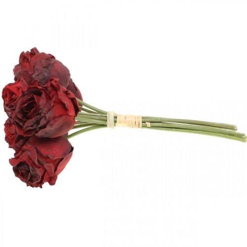 Artículo Rosas artificiales rojas, flores de seda, ramo de rosas L23cm 8 piezas
