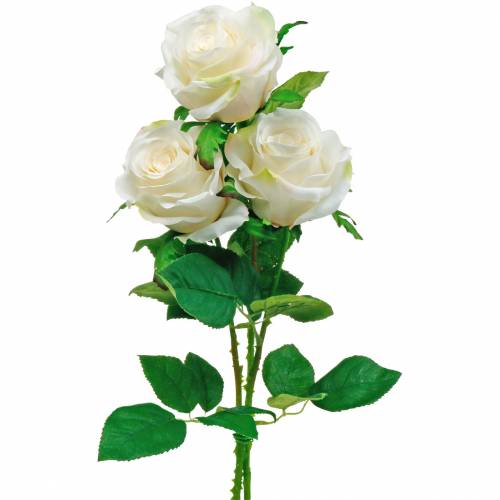 Rosa blanca en un tallo Flor de seda Rosa artificial 3 piezas