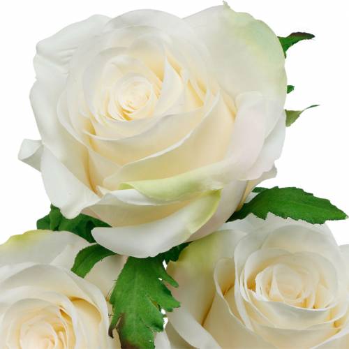 Floristik24 Rosa blanca en un tallo Flor de seda Rosa artificial 3 piezas